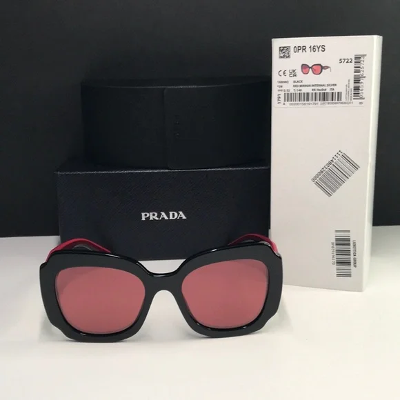 New Authentic Prada PR16YS 1AB06Q Black and Pink Women\'s Sunglasses New Authentic Prada PR16YS 1AB06Q Black and Pink Women main image 2